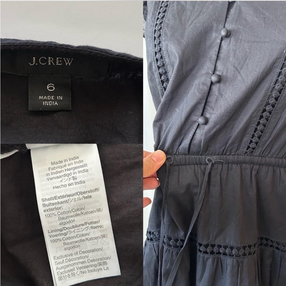 J. Crew Pom-pom Dress In Cotton Voile Black Size 6. - Picture 6 of 7